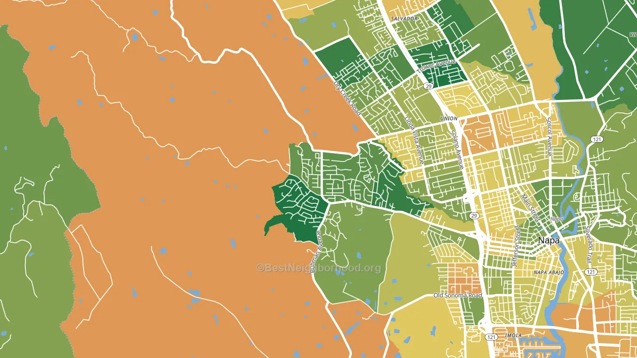 Browns Valley, Napa, CA block-group voter-turnout map