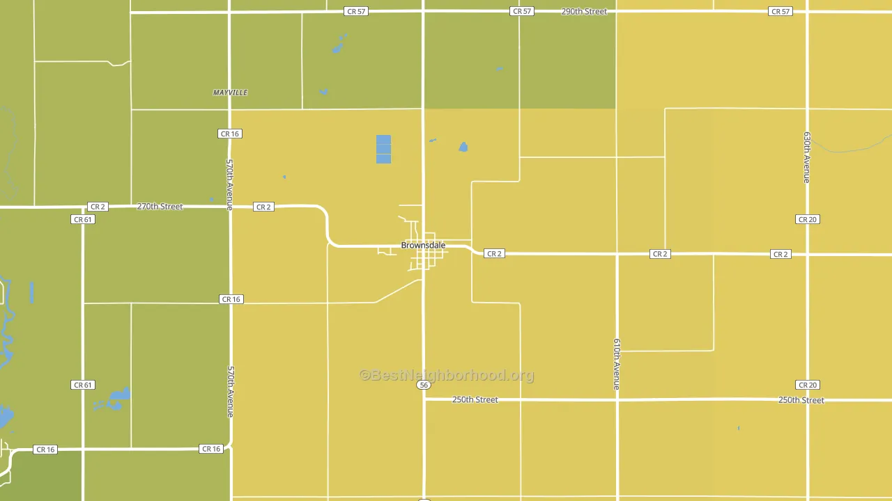 Brownsdale, MN block-group voter-turnout map