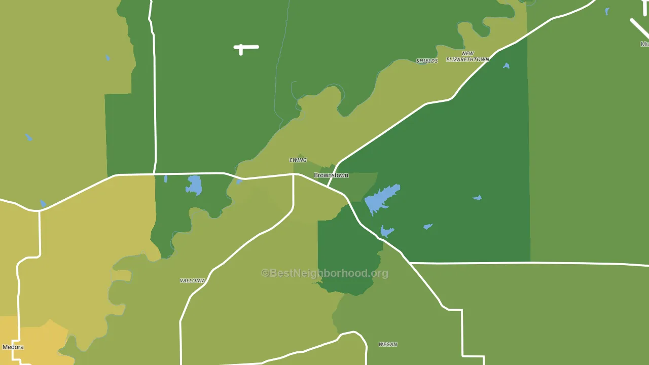 Brownstown, IN block-group voter-turnout map