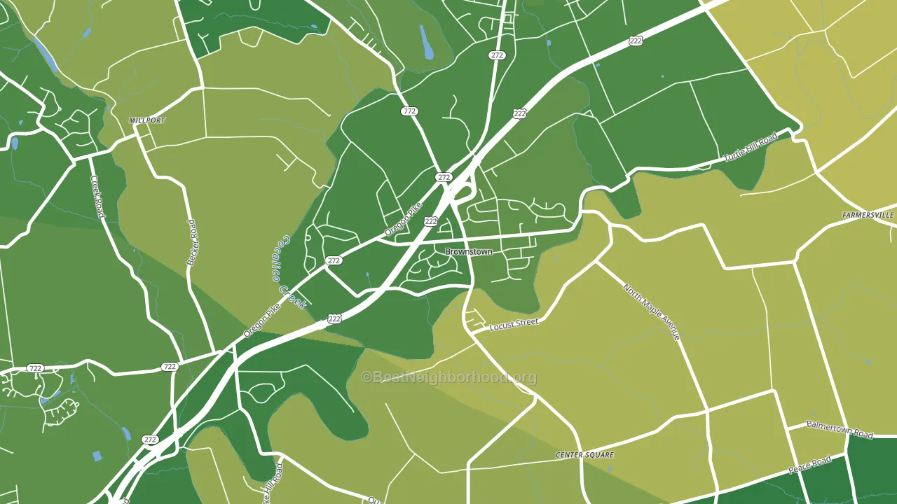 Brownstown, PA block-group voter-turnout map