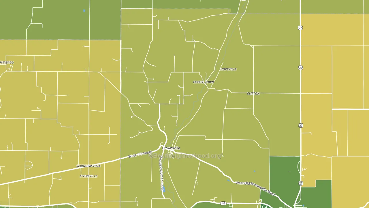 Brownsville, IN block-group voter-turnout map
