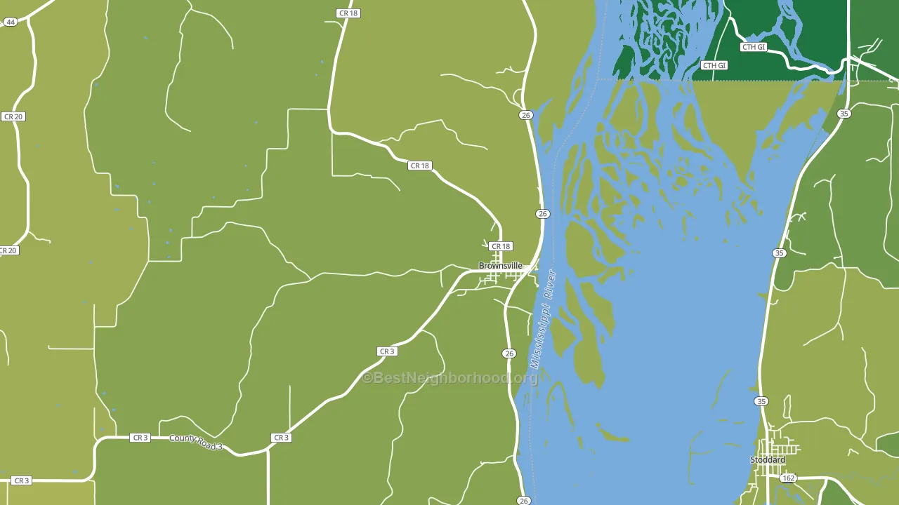 Brownsville, MN block-group voter-turnout map