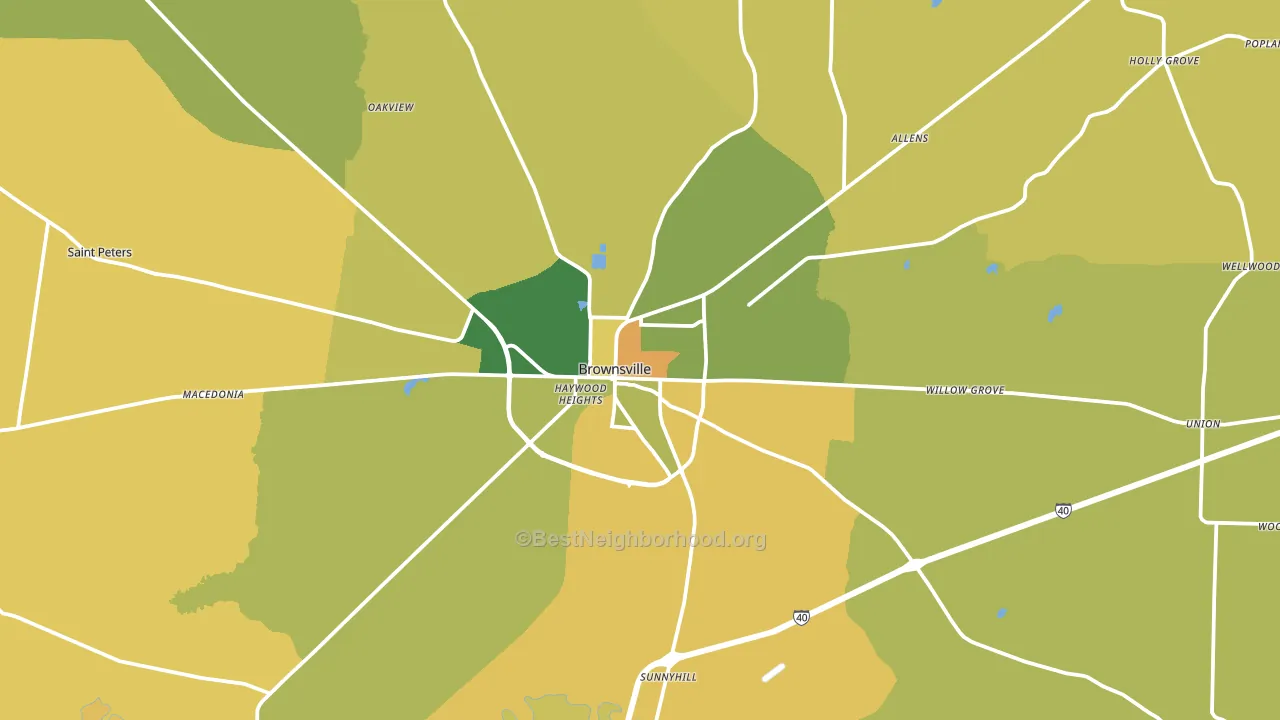 Brownsville, TN block-group voter-turnout map