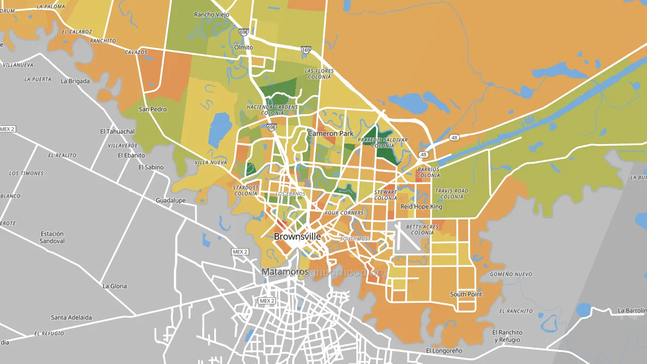 Brownsville, TX block-group voter-turnout map