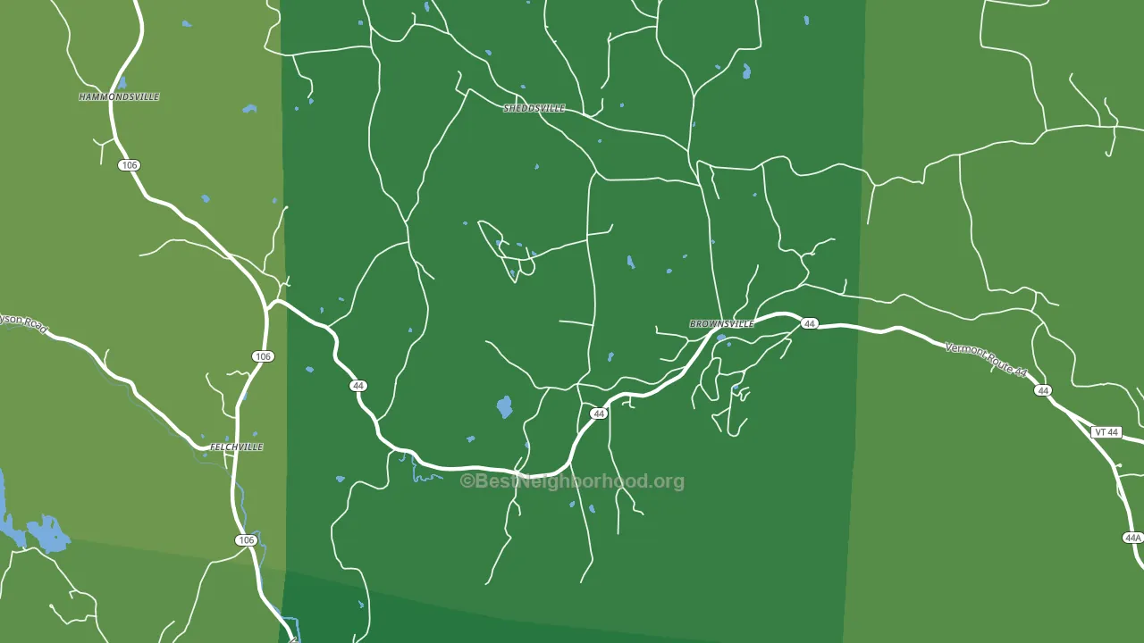 Brownsville, VT block-group voter-turnout map