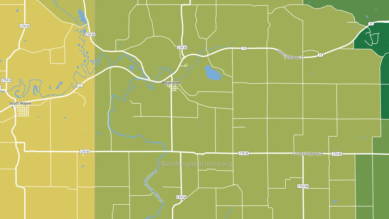 Browntown, WI block-group voter-turnout map