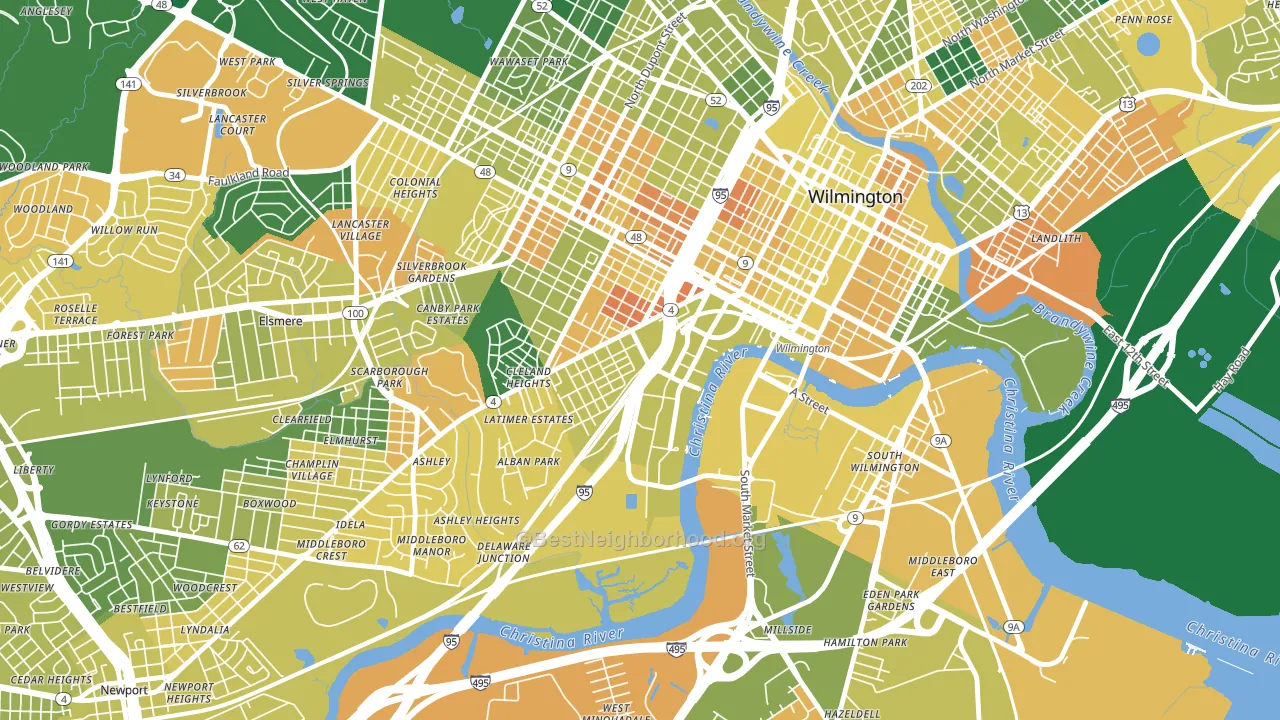 Browntown, Wilmington, DE block-group voter-turnout map