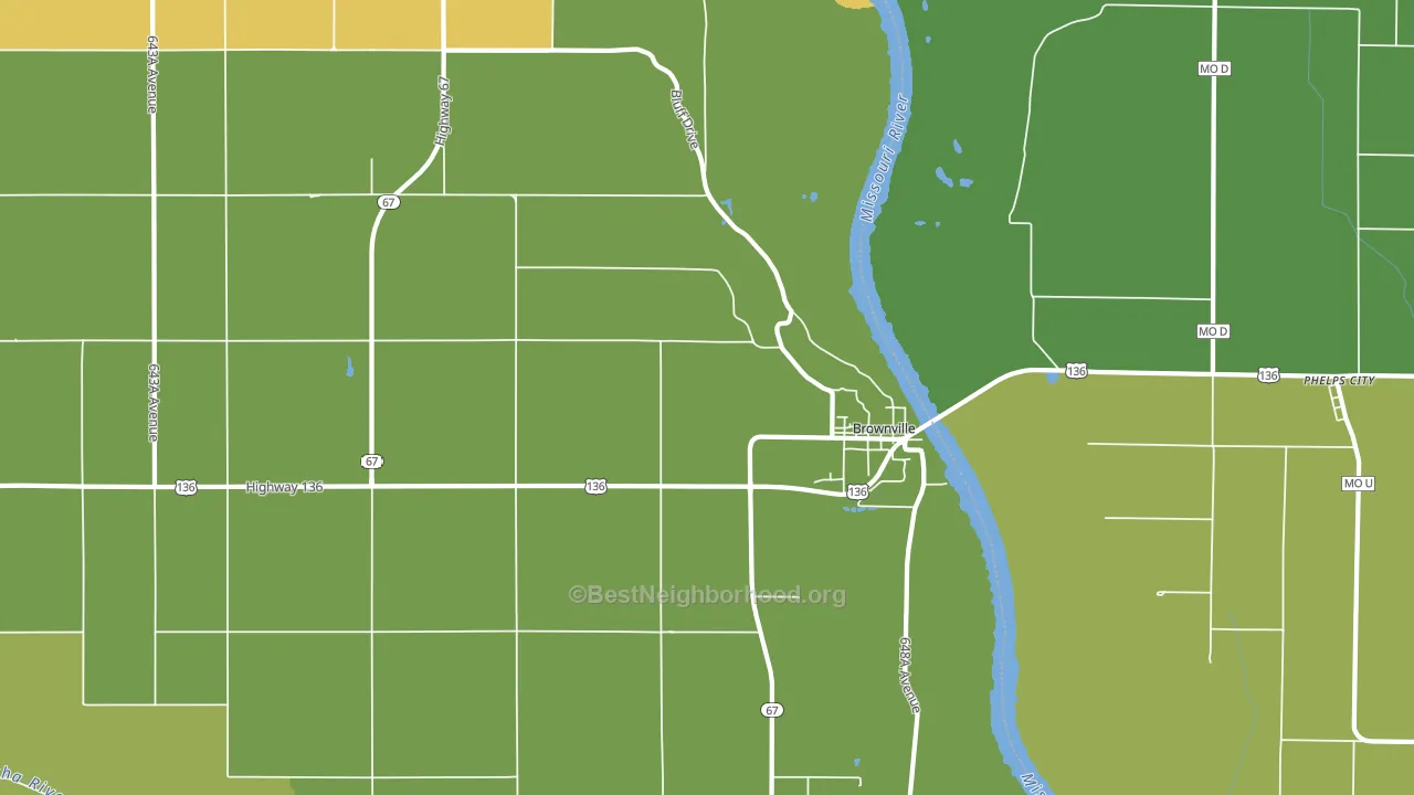Brownville, NE block-group voter-turnout map