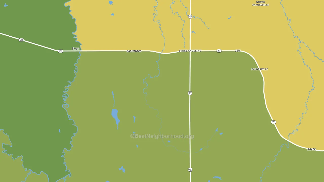 Bruce Crossing, MI block-group voter-turnout map