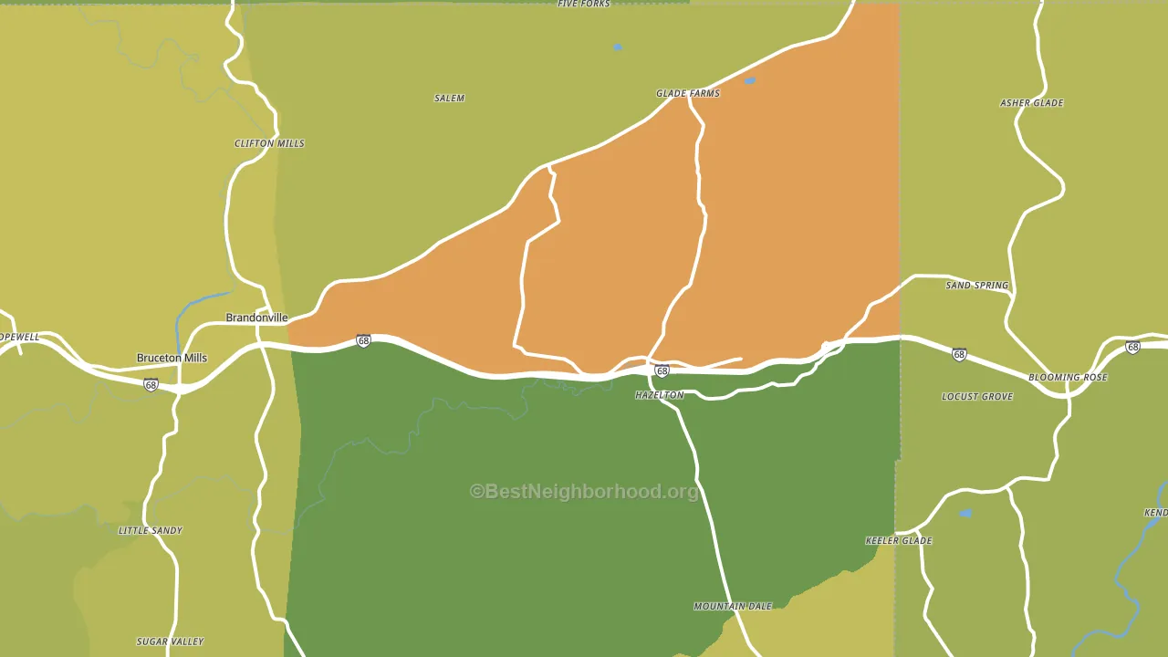Bruceton Mills, WV block-group voter-turnout map