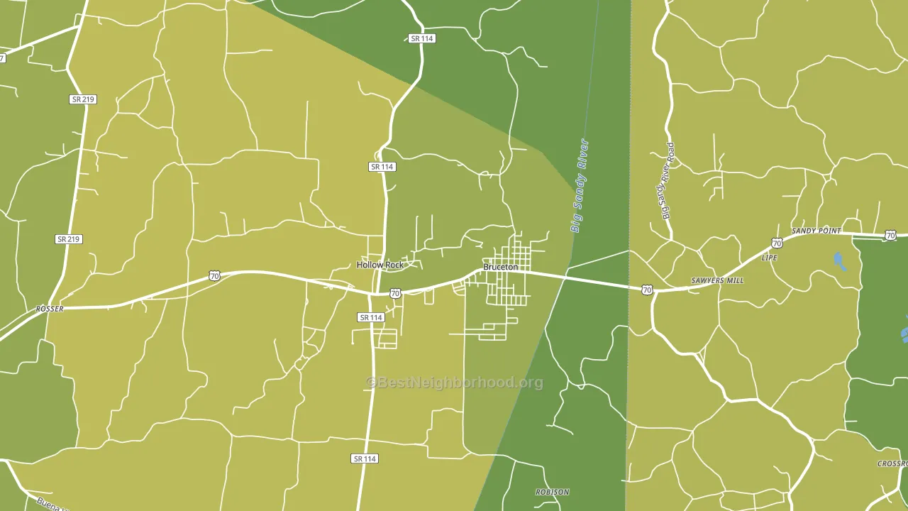 Bruceton, TN block-group voter-turnout map