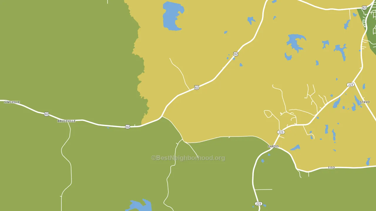 Bruceville, AL block-group voter-turnout map