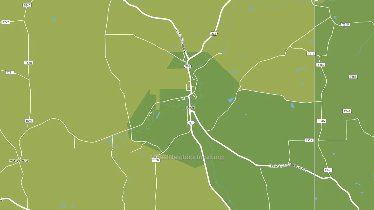 Bruin, PA block-group voter-turnout map