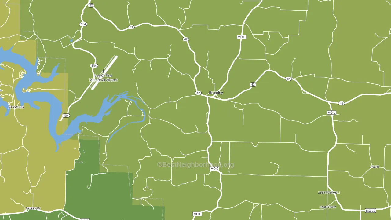 Brumley, MO block-group voter-turnout map