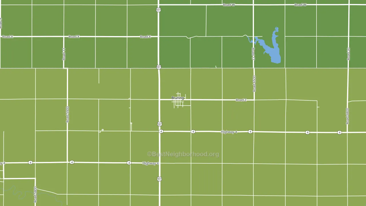 Bruning, NE block-group voter-turnout map