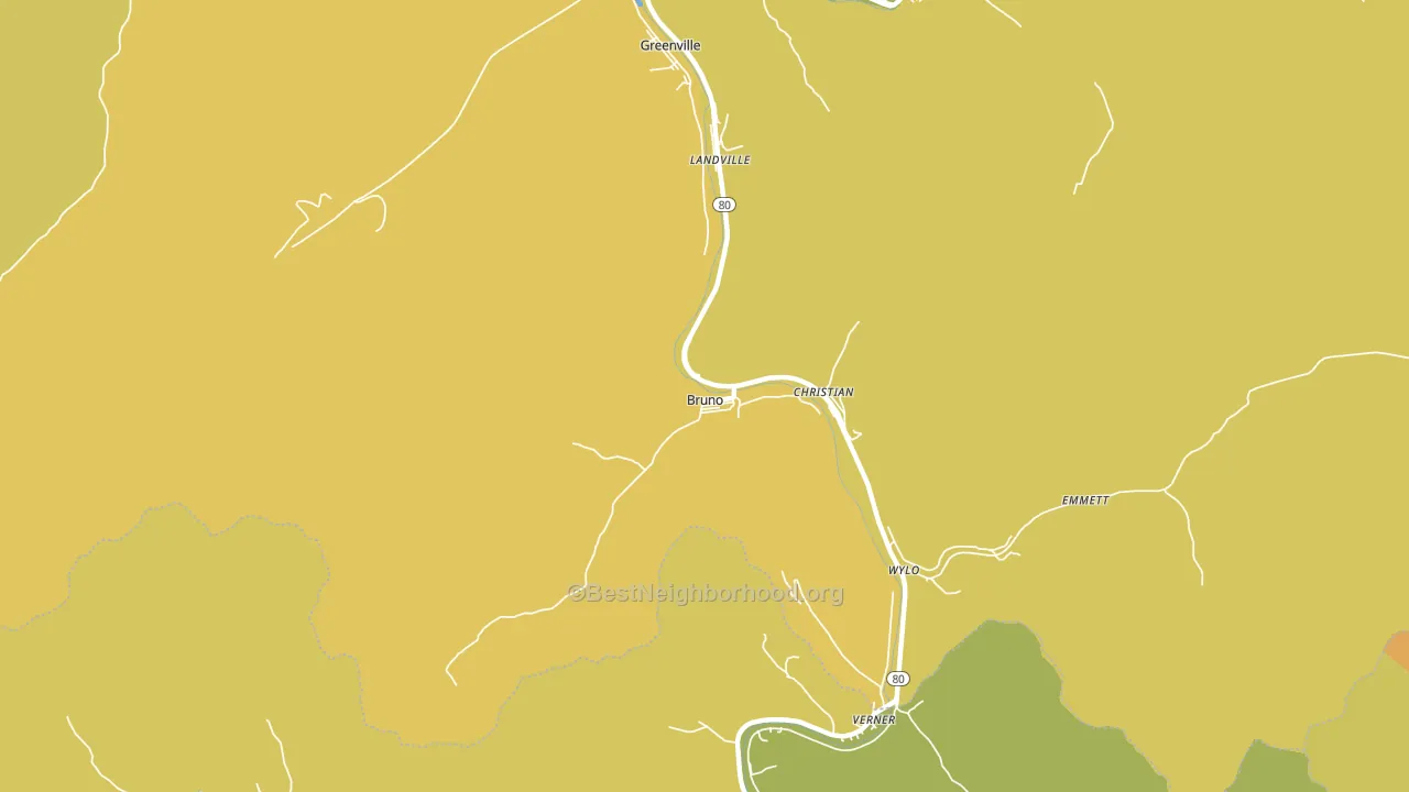 Bruno, WV block-group voter-turnout map