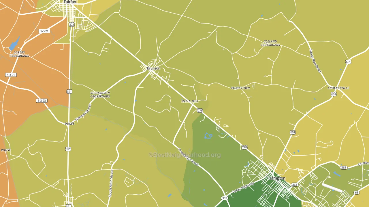 Brunson, SC block-group voter-turnout map