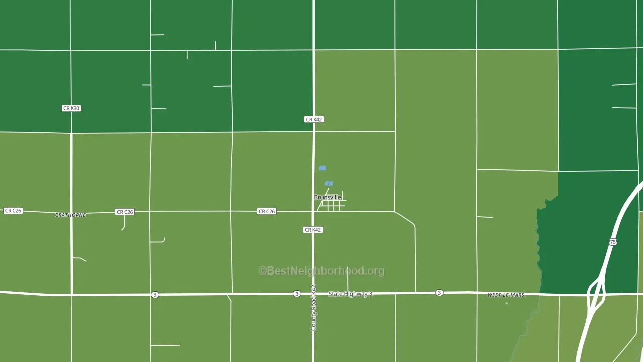 Brunsville, IA block-group voter-turnout map