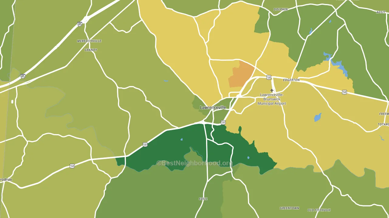 Brunswick County, VA block-group voter-turnout map