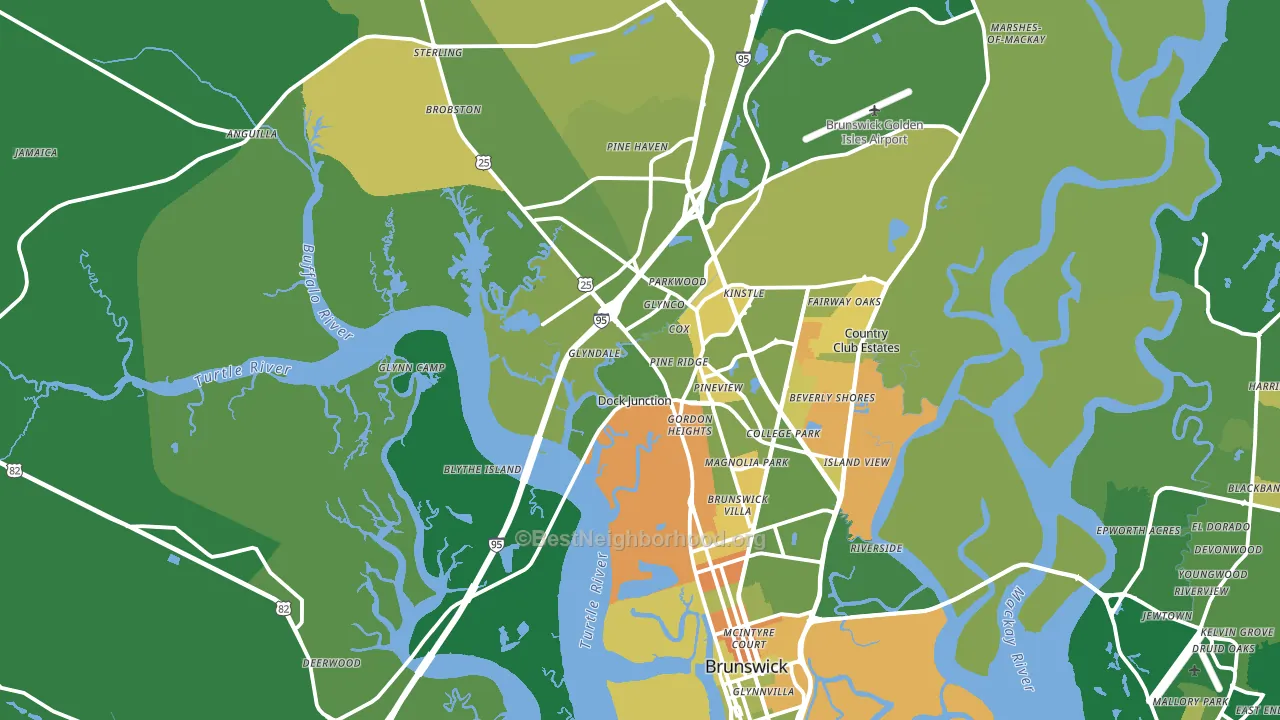 Brunswick, GA block-group voter-turnout map