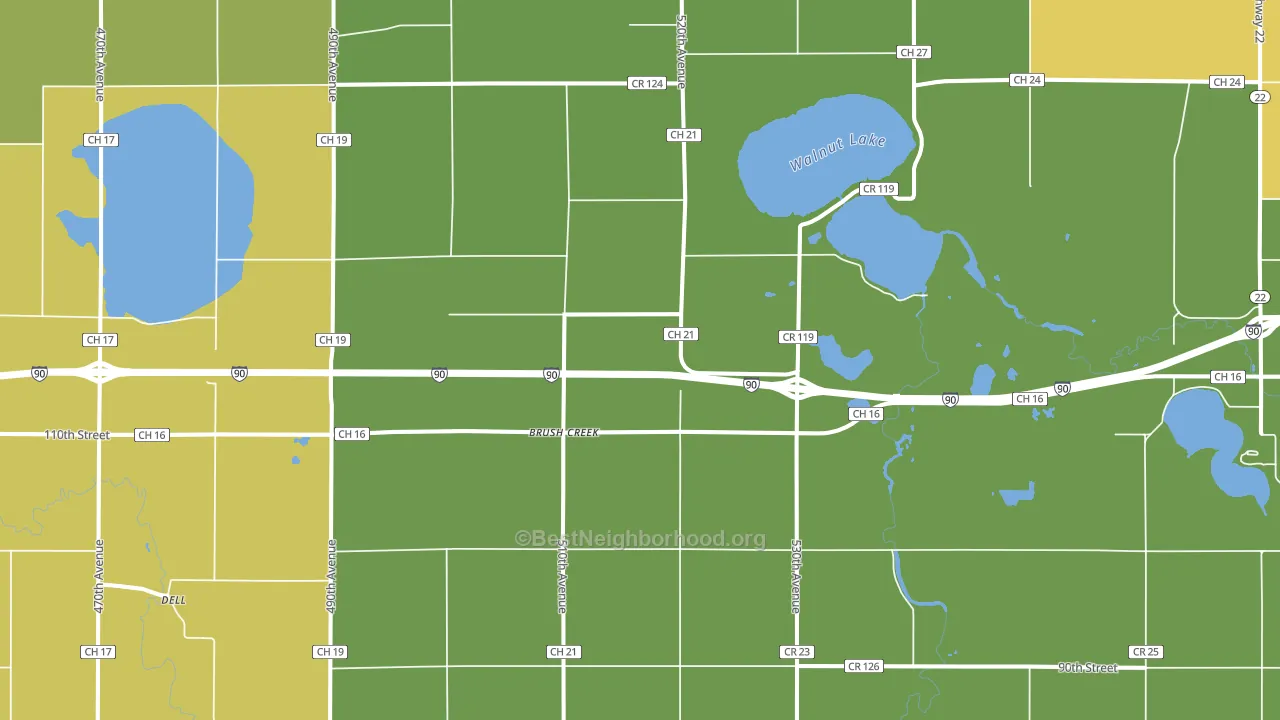 Brush Creek, MN block-group voter-turnout map