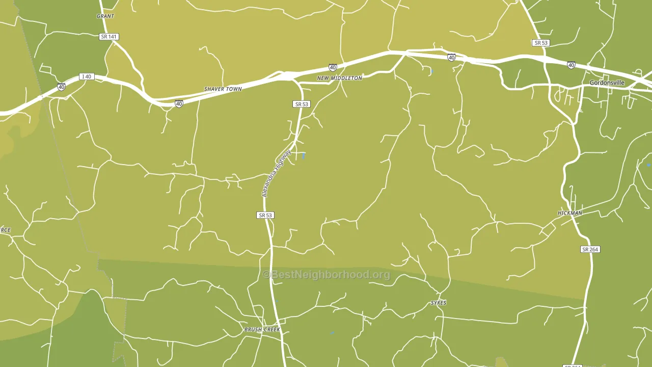 Brush Creek, TN block-group voter-turnout map