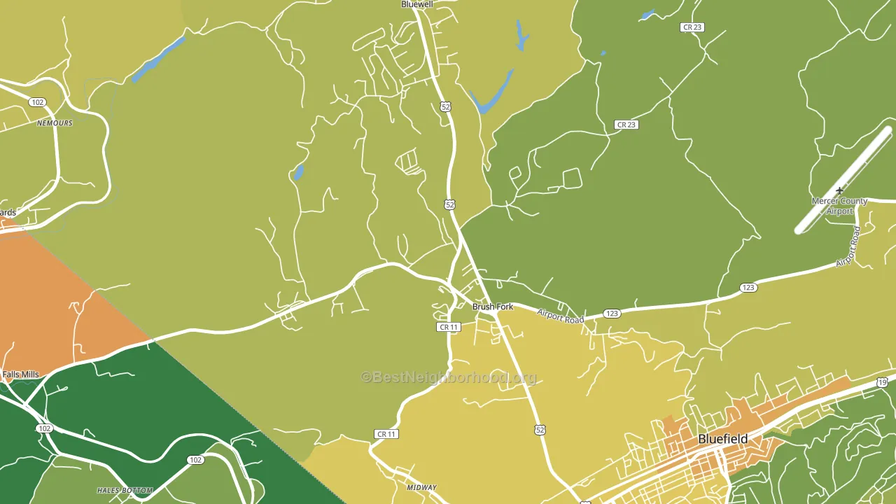 Brush Fork, WV block-group voter-turnout map