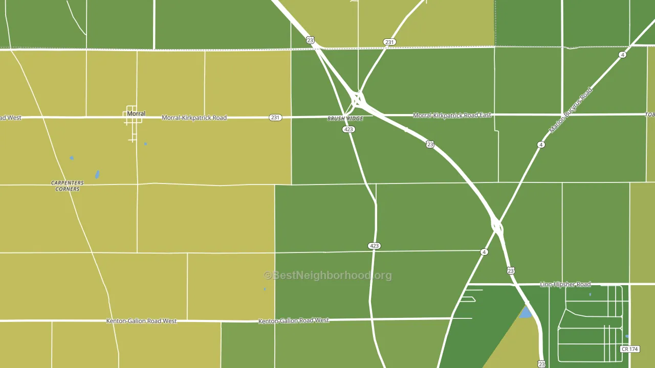 Brush Ridge, OH block-group voter-turnout map
