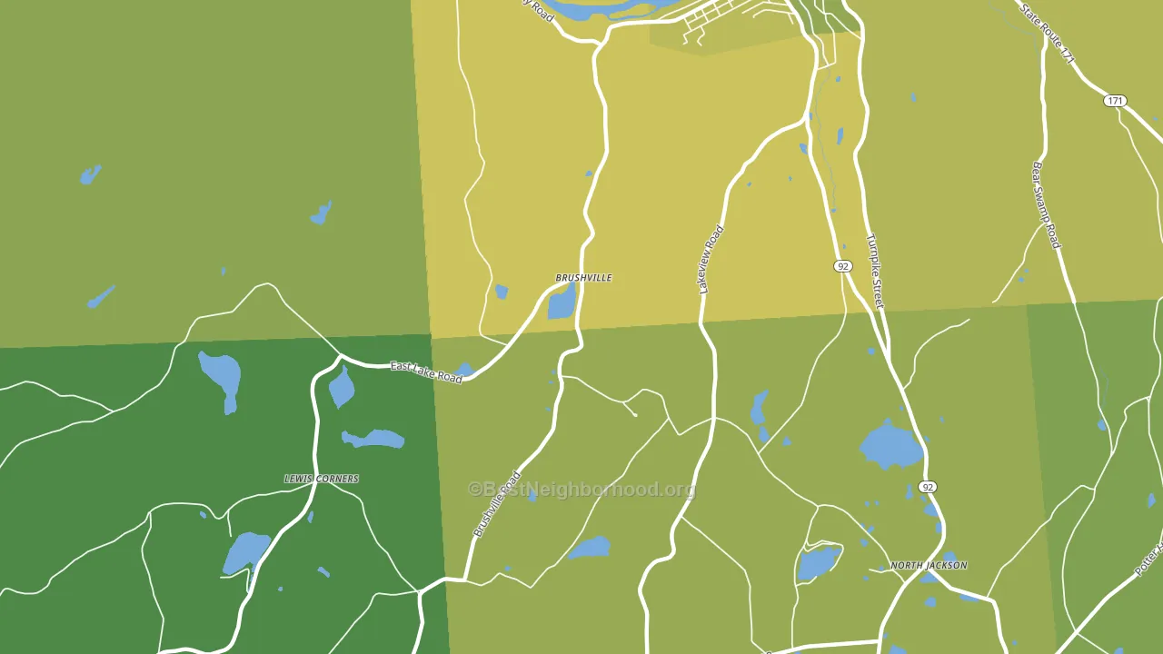 Brushville, PA block-group voter-turnout map