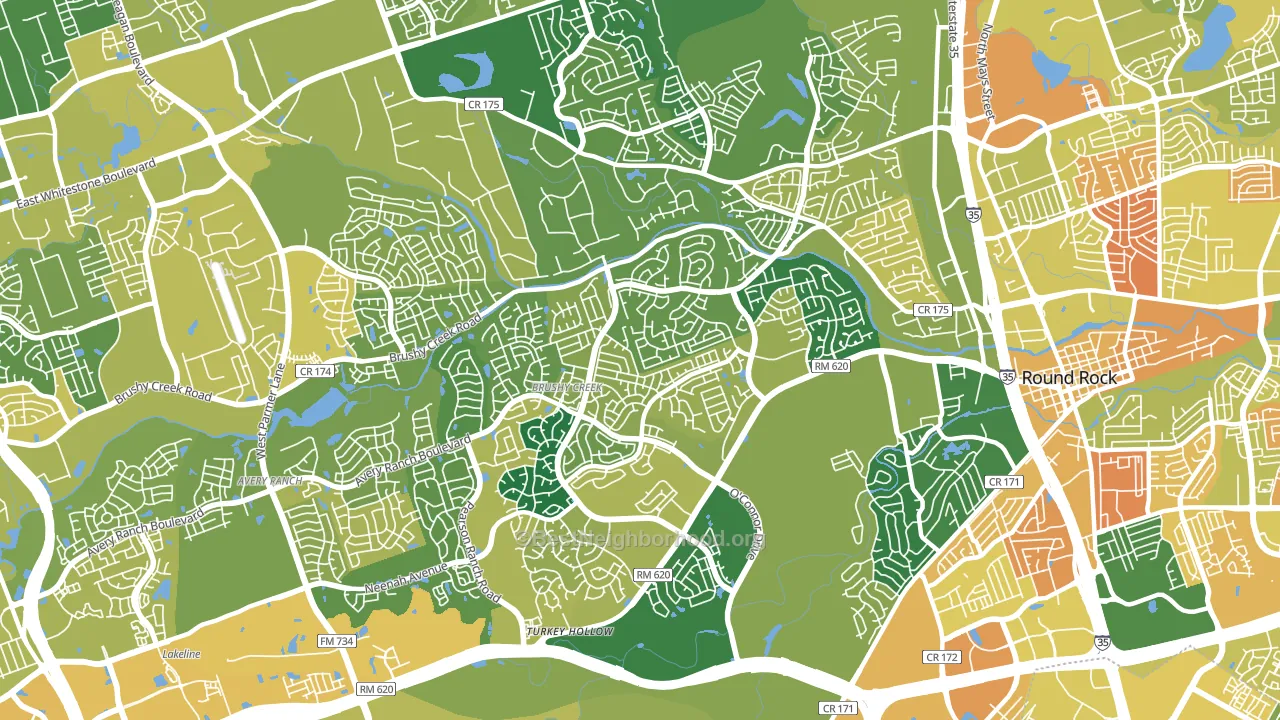 Brushy Creek, TX block-group voter-turnout map