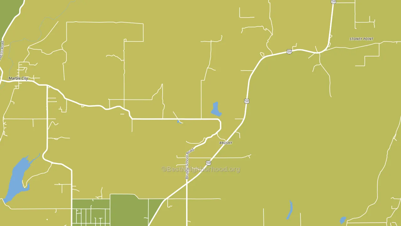 Brushy, OK block-group voter-turnout map