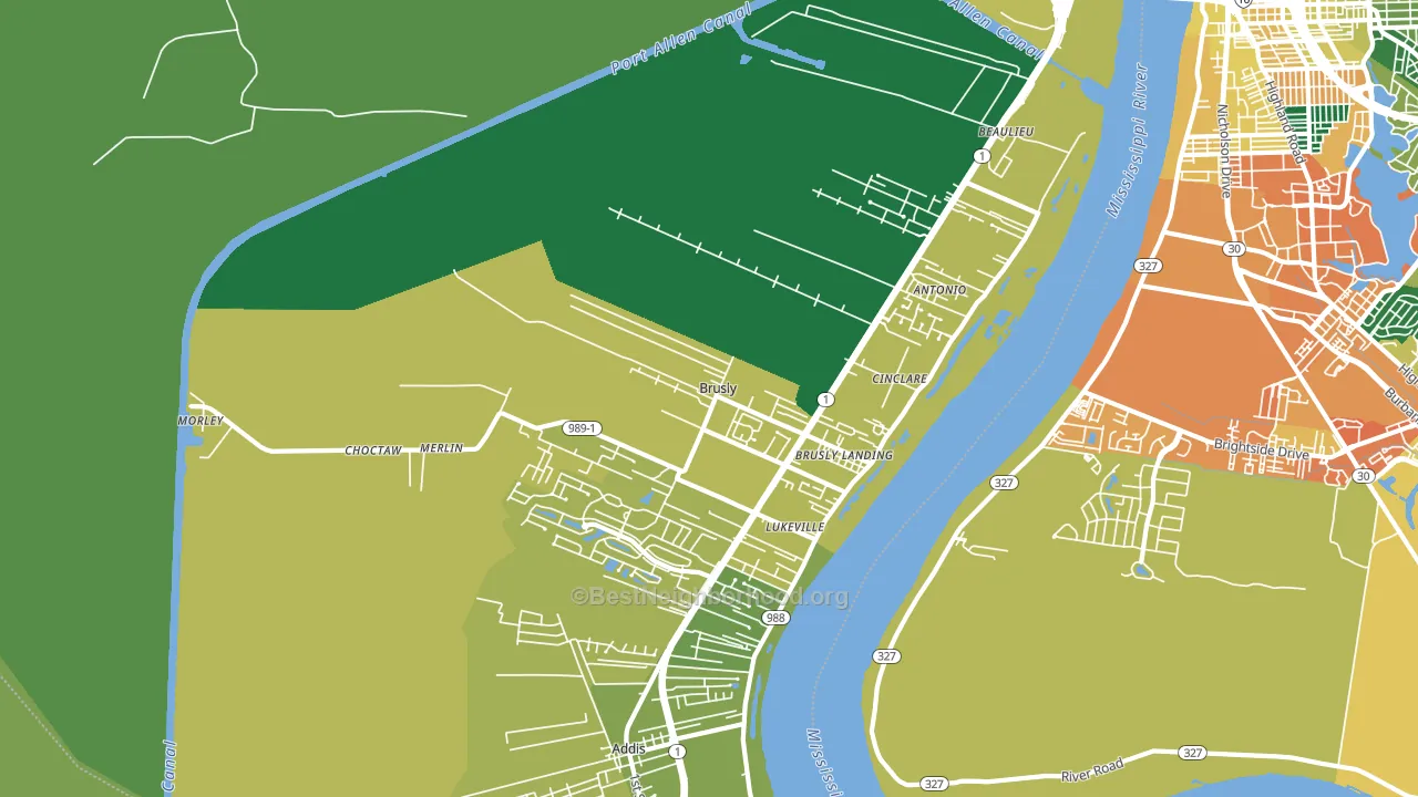 Brusly, LA block-group voter-turnout map
