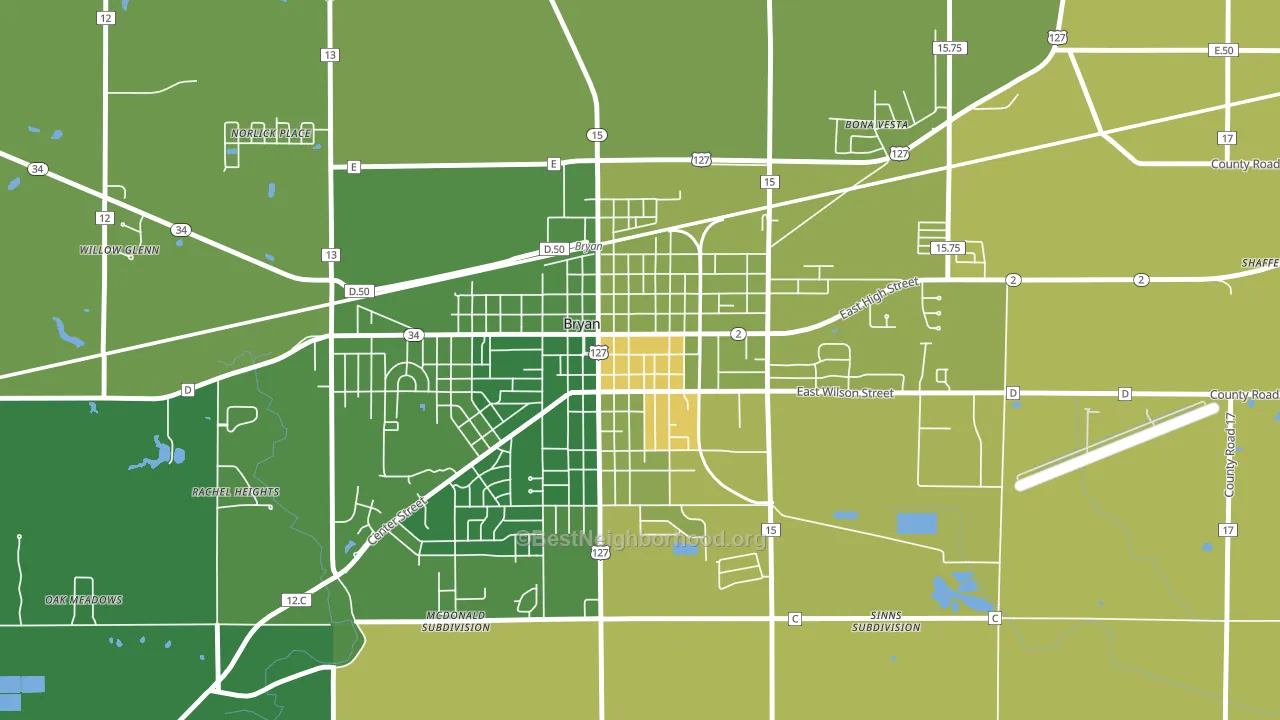 Bryan Downtown Historic District, Bryan, OH block-group voter-turnout map