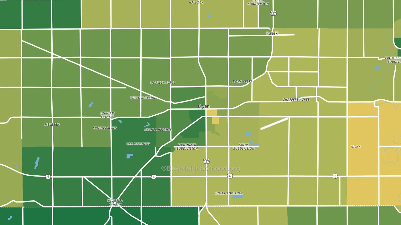 Bryan, OH block-group voter-turnout map