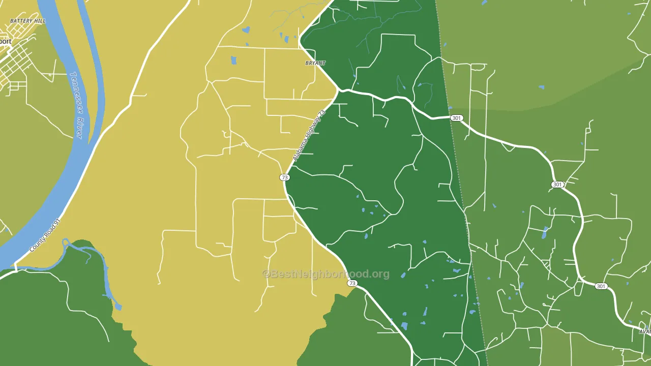 Bryant, AL block-group voter-turnout map