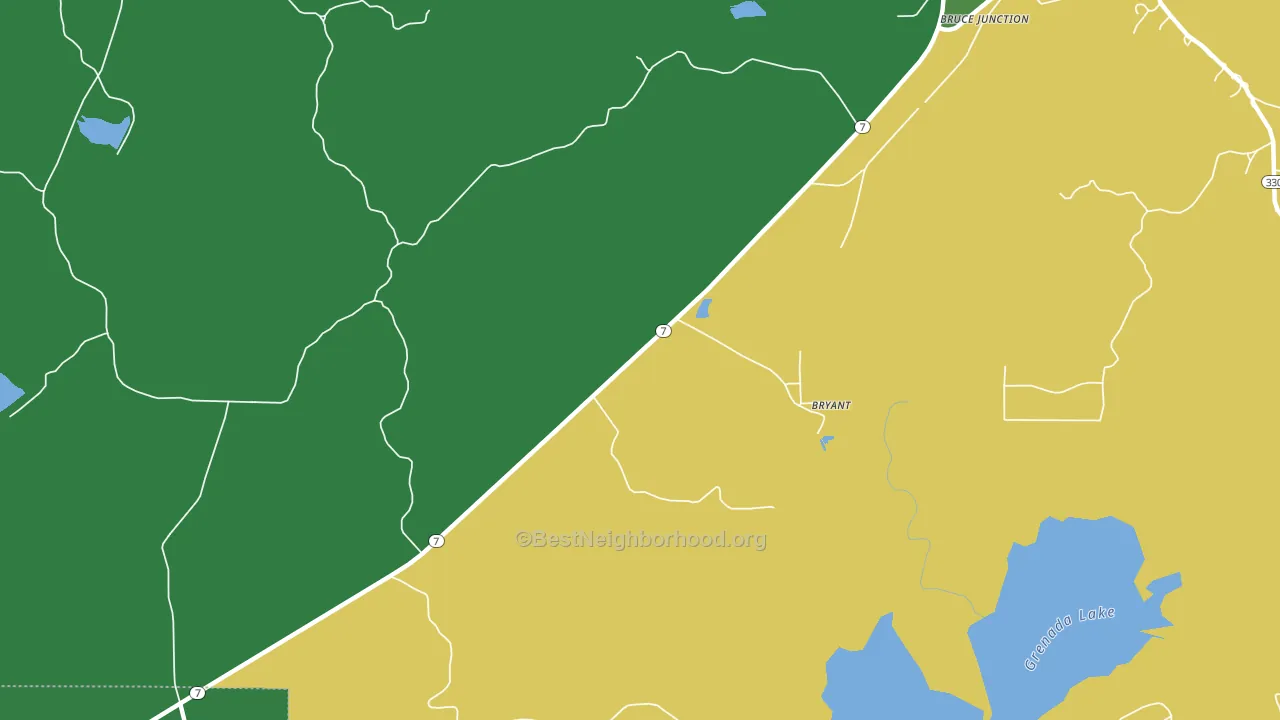 Bryant, MS block-group voter-turnout map