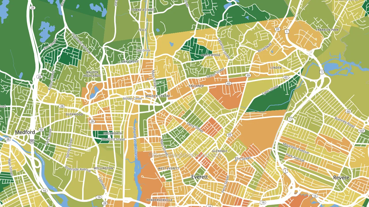Bryant Terrace, Malden, MA block-group voter-turnout map