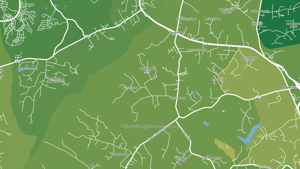 Bryantown, MD block-group voter-turnout map