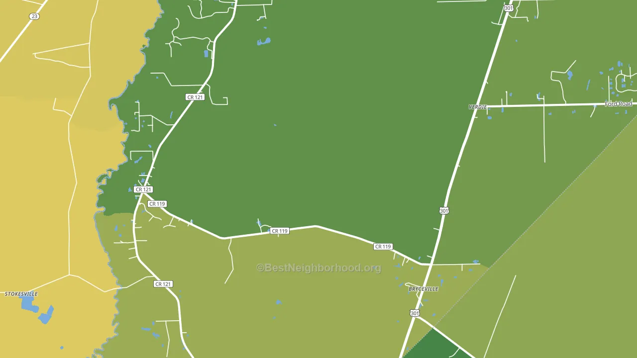 Bryceville, FL block-group voter-turnout map