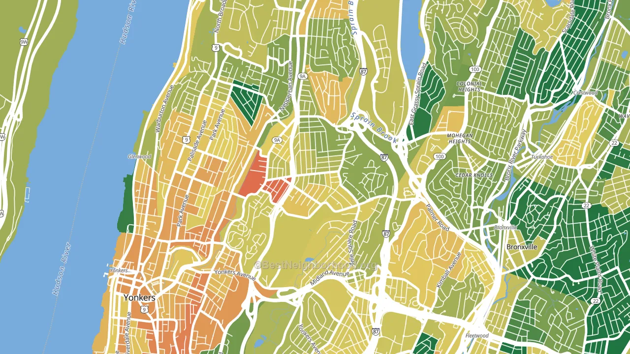 Bryn Mawr, Yonkers, NY block-group voter-turnout map