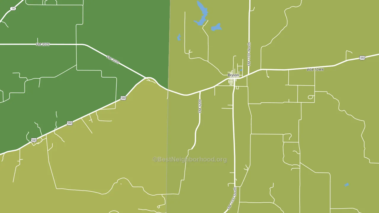 Bryson, TX block-group voter-turnout map