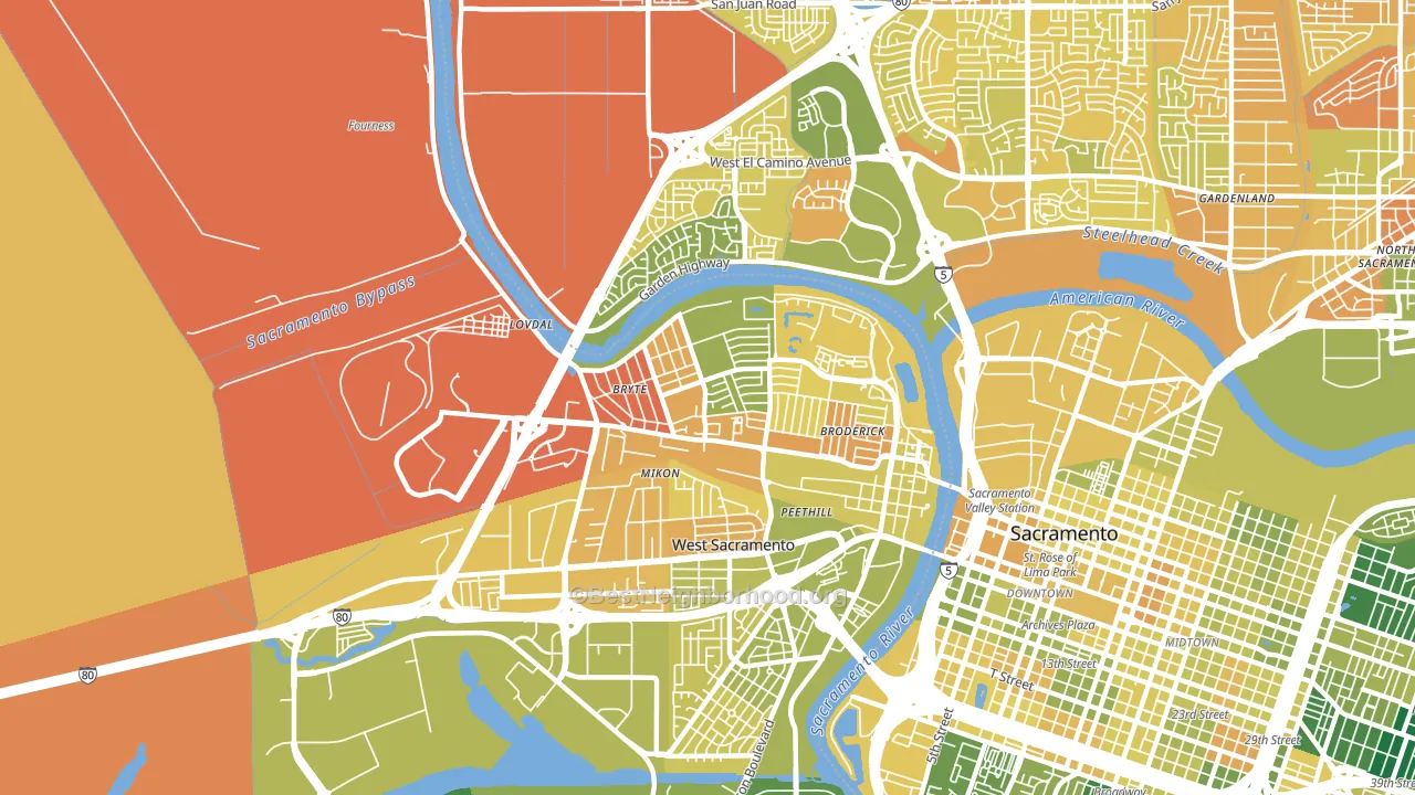 Bryte, West Sacramento, CA block-group voter-turnout map