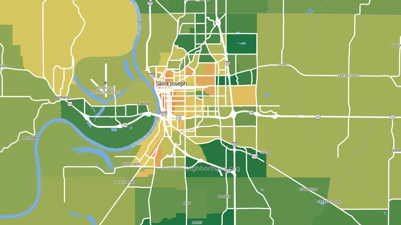 Buchanan County, MO block-group voter-turnout map