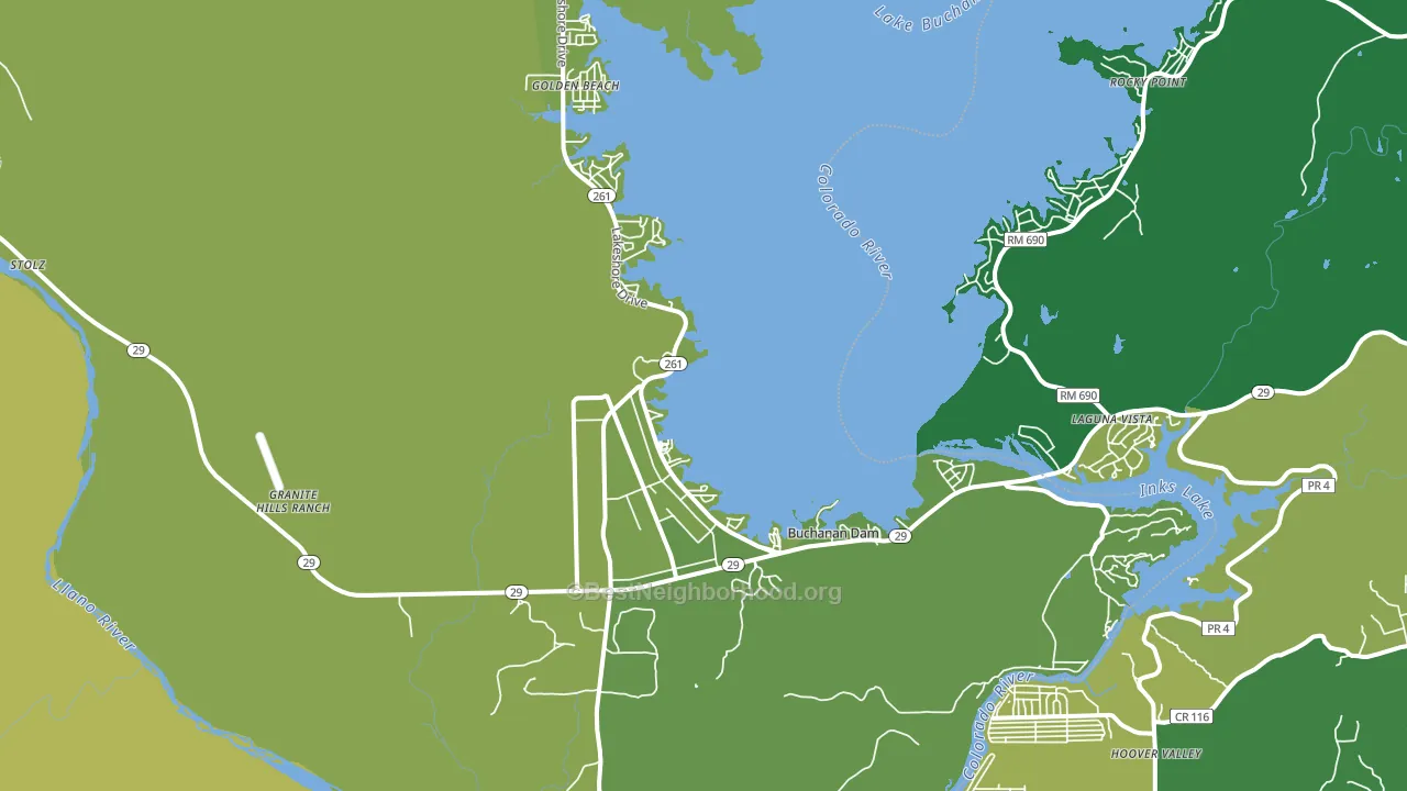 Buchanan Dam, TX block-group voter-turnout map
