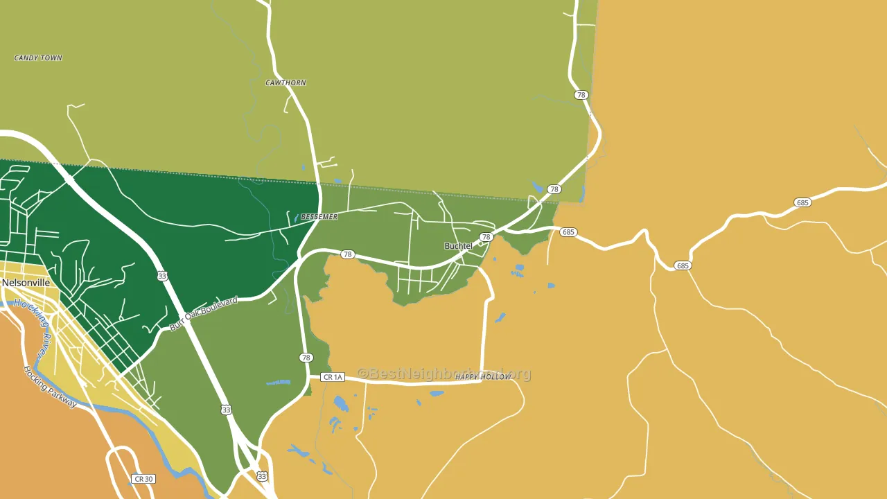 Buchtel, OH block-group voter-turnout map