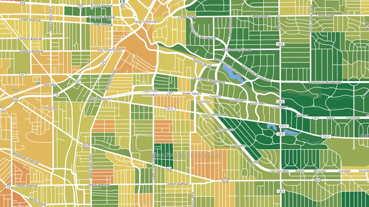 Buckeye-Shaker, Cleveland, OH block-group voter-turnout map