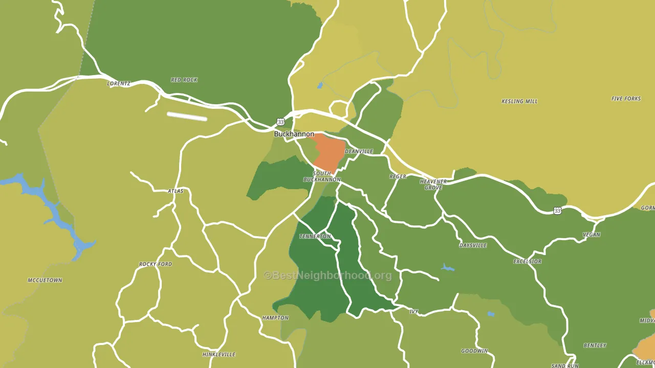 Buckhannon, WV block-group voter-turnout map