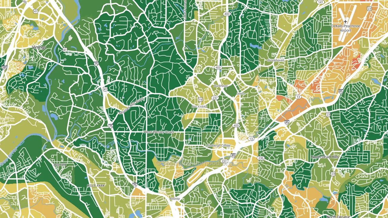 Buckhead, Atlanta, GA block-group voter-turnout map