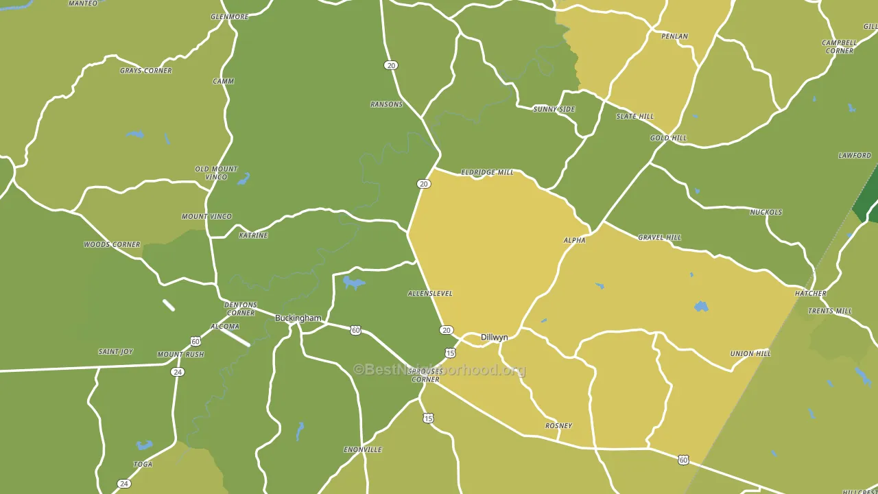 Buckingham County, VA block-group voter-turnout map