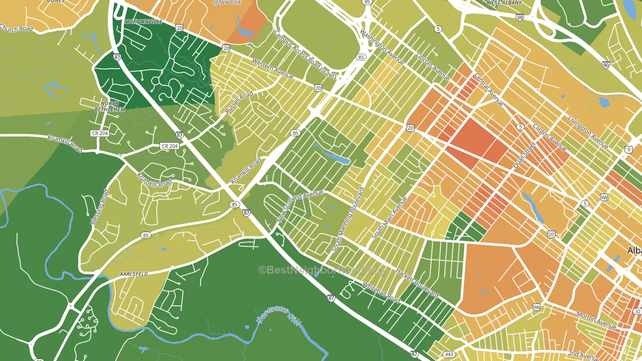 Buckingham Lake-Crestwood, Albany, NY block-group voter-turnout map